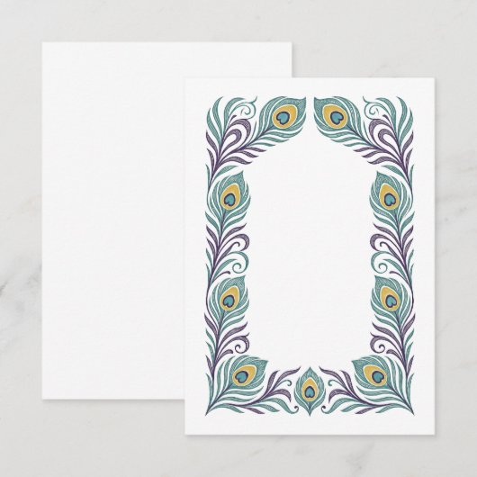 Peacock Feather Response Card for Wedding 出欠カード (正面/裏面)