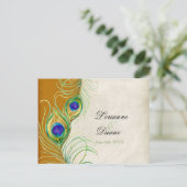 Peacock Feather RSVP応答はがき インビテーションポストカード (スタンド正面)