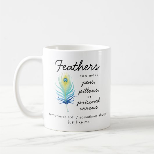 Peacock Feather Sassy Motivational Quote コーヒーマグカップ (左)