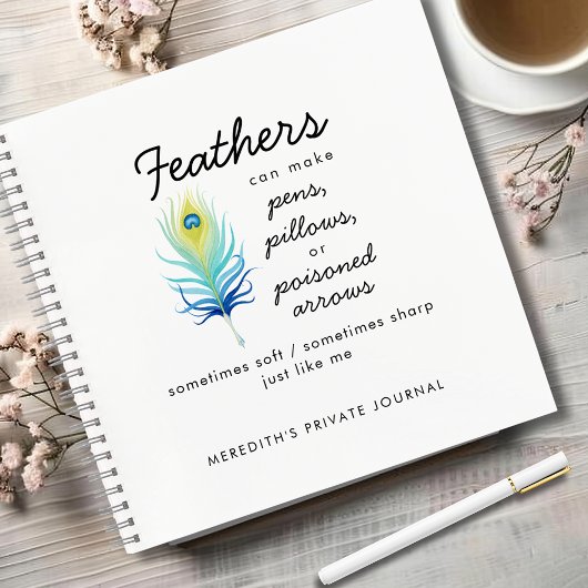 Peacock Feather Sassy Motivational Quote Journal ノートブック