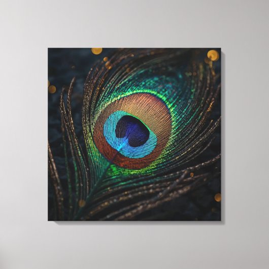 Peacock Feather Wall Art – Elegant Boho Nature キャンバスプリント (正面)