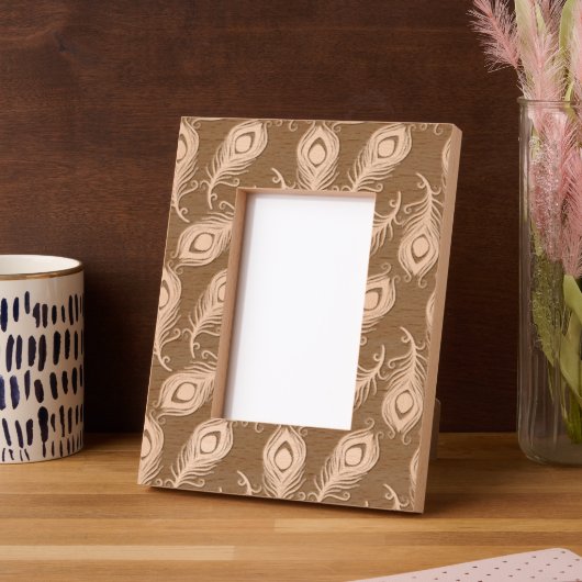 Peacock Feathers レーザー彫刻フレーム (左)