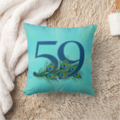 Peacock+Feathers+59+Birthday+Anniversary+Milestone クッション (ブランケット)
