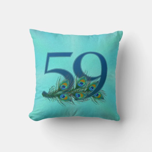 Peacock+Feathers+59+Birthday+Anniversary+Milestone クッション (正面)