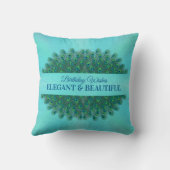 Peacock Feathers 99 Birthday Anniversary Milestone クッション (裏面)