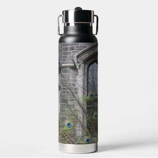 Peacock Feathers and Gothic Windows ウォーターボトル (正面)