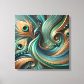 Peacock Feathers in Abstract Flow Canvas Art キャンバスプリント (正面)