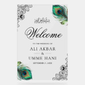 Peacock Feathers Lace Muslim Wedding Welcome アクリルサイン (正面)