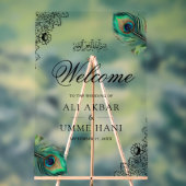 Peacock Feathers Lace Muslim Wedding Welcome アクリルサイン (ニュートラル)