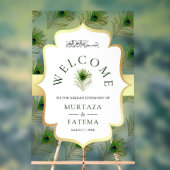Peacock Feathers Muslim Wedding Welcome アクリルサイン (ニュートラル)