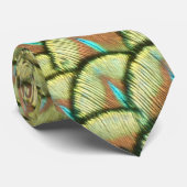 Peacock Feathers Yellow Pattern Neck Tie ネクタイ (ロール)