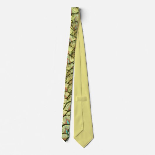 Peacock Feathers Yellow Pattern Neck Tie ネクタイ (裏面)