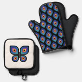 Peacock Flame (Pattern) 鍋つかみ&鍋敷きセット (正面/裏面)