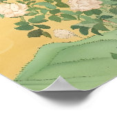 Peacock & Floral Chinoiserie Art Print Grand ポスター (角)