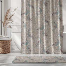 Peacock Garden in Beige Mauve Pink Duck Egg Blue シャワーカーテン