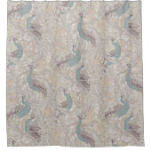 Peacock Garden in Beige Mauve Pink Duck Egg Blue シャワーカーテン (正面)