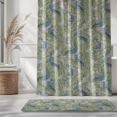 Peacock Garden in Blue Green Grey シャワーカーテン