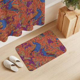 Peacock Garden in Cobalt Blue Purple Terracotta  バスマット