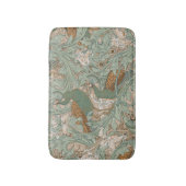 Peacock Garden in Green Beige Mustard バスマット (正面縦)