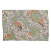Peacock Garden in Orange Green Teal Beige 枕カバー (正面)