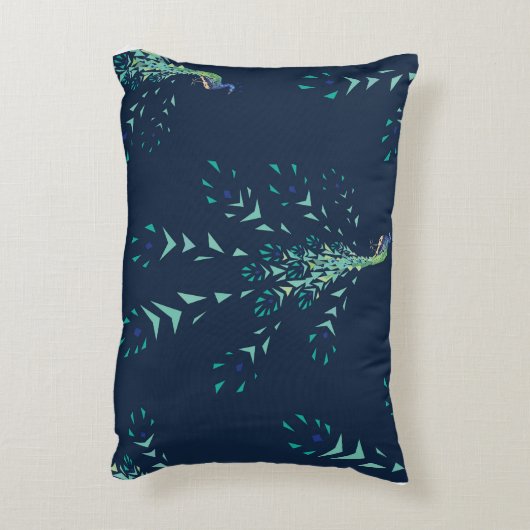 Peacock geometric Pattern アクセントクッション (裏面(縦))