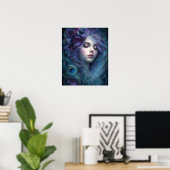 Peacock Goddess Queen Fantasy Wall Art Print ポスター (ホームオフィス)