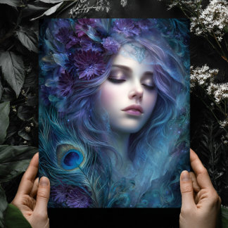 Peacock Goddess Queen Fantasy Wall Art Print ポスター
