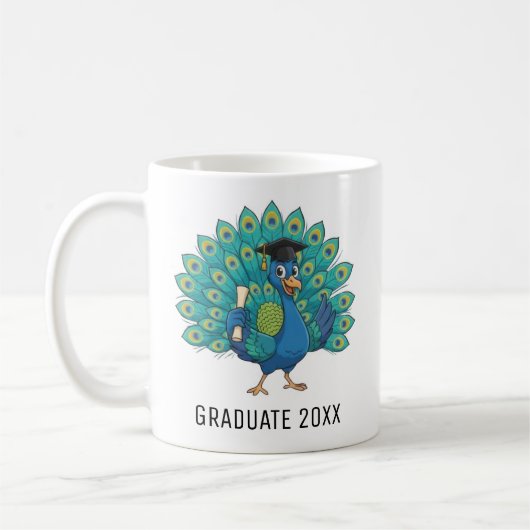 Peacock Graduation Personalized コーヒーマグカップ (左)