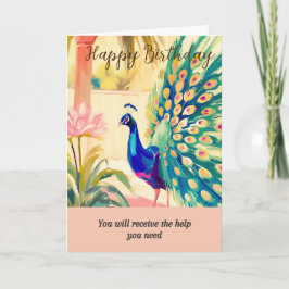 peacock happy birthday カード