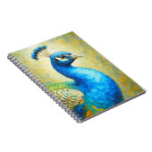 Peacock Impressionist Art Notebook | Elegant Bird  ノートブック (右側)