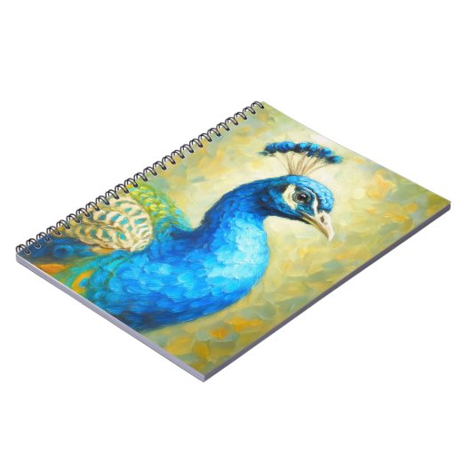 Peacock Impressionist Art Notebook | Elegant Bird  ノートブック (左側)