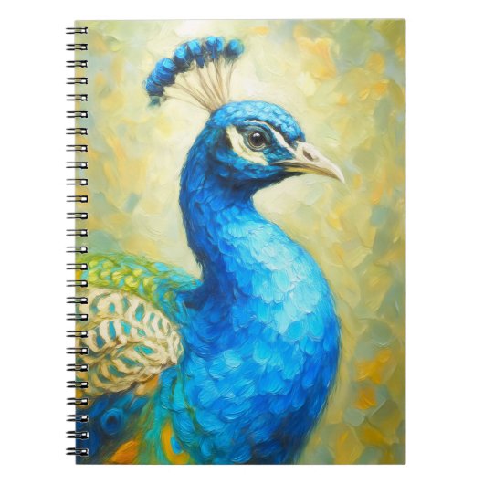 Peacock Impressionist Art Notebook | Elegant Bird  ノートブック (正面)