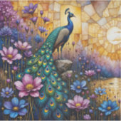 Peacock in Floral Landscape シール (正面)