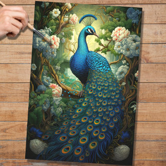 Peacock in Tapestry 1 Decopage紙 薄葉紙