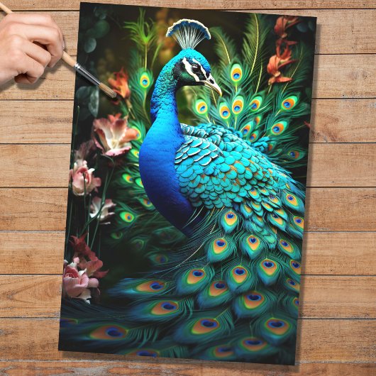 Peacock in Tapestry 2 Decopage紙 薄葉紙