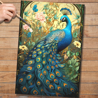 Peacock in Tapestry 3 Decopage紙 薄葉紙