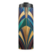Peacock Jewel Tone Art Deco Feather タンブラー (正面)