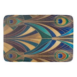 Peacock Jewel Tone Art Deco Feather バスマット