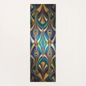 Peacock Jewel Tone Art Deco Feather ヨガマット (裏面)