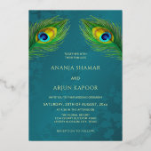 Peacock Jewel Tone Gold Wedding  箔招待状 (裏面)