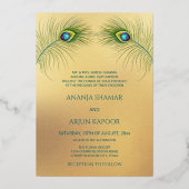 Peacock Jewel Tone Gold Wedding 箔招待状 (裏面)