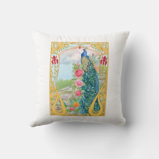 Peacock lovely design pillow クッション (裏面)