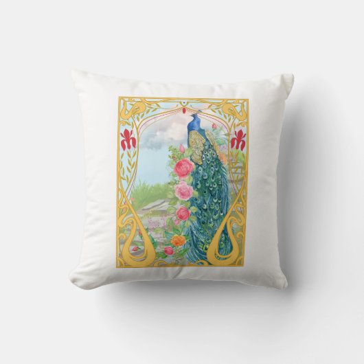 Peacock lovely design pillow クッション (正面)