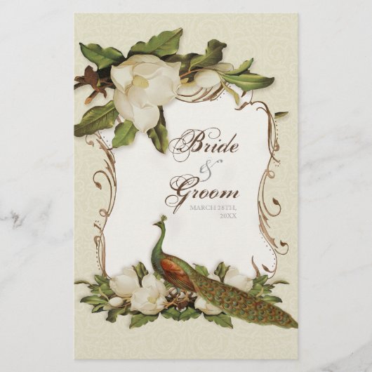 Peacock Magnolia Swirl – ディナーメニューカード (正面)