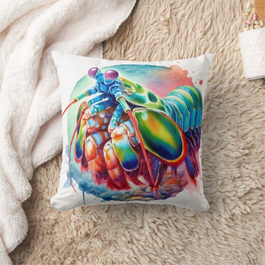 Peacock Mantis Shrimp REF253 - Watercolor クッション (ブランケット)