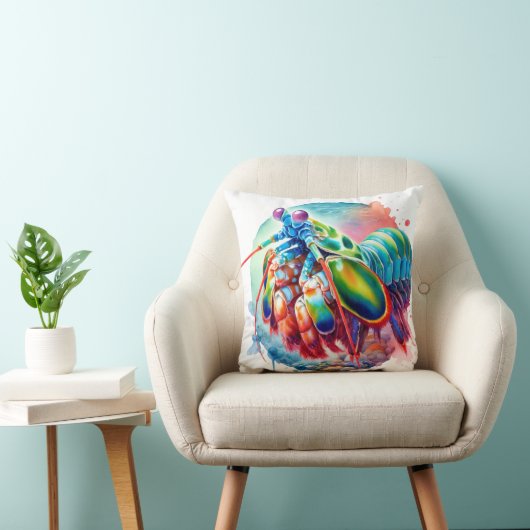Peacock Mantis Shrimp REF253 - Watercolor クッション (椅子)