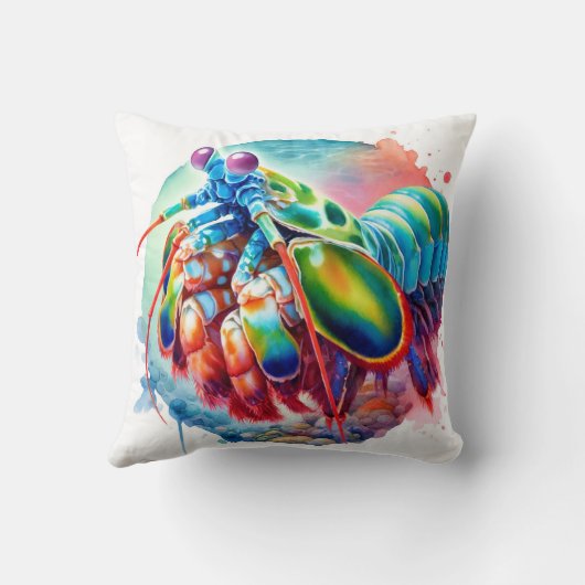 Peacock Mantis Shrimp REF253 - Watercolor クッション (裏面)