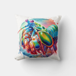 Peacock Mantis Shrimp REF253 - Watercolor クッション