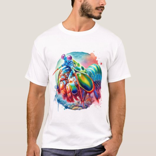 Peacock Mantis Shrimp REF253 - Watercolor Tシャツ (正面)