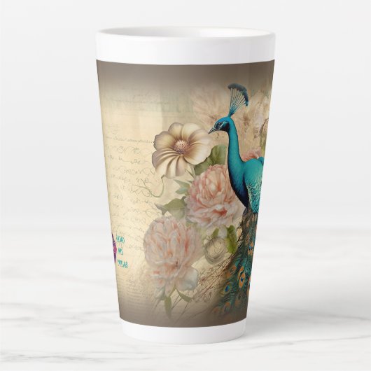 Peacock (matching journal available) カフェラテマグ (正面)